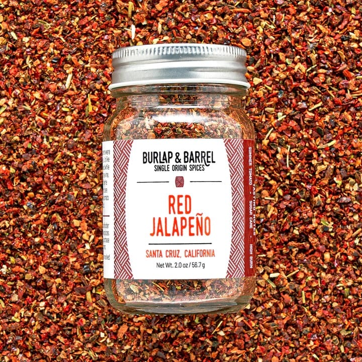 Burlap & Barrel red jalapeño chile flakes bottle