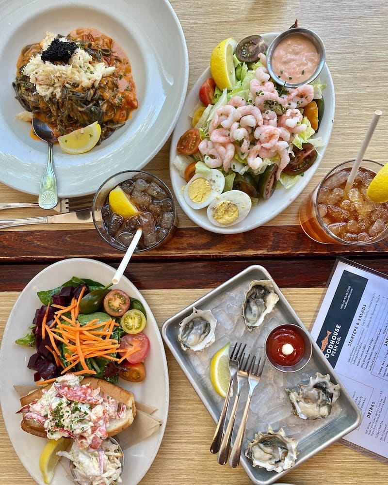 A spread of seafood favorites at Woodhouse Fish Co. Photo courtesy of Woodhouse Fish Co.
