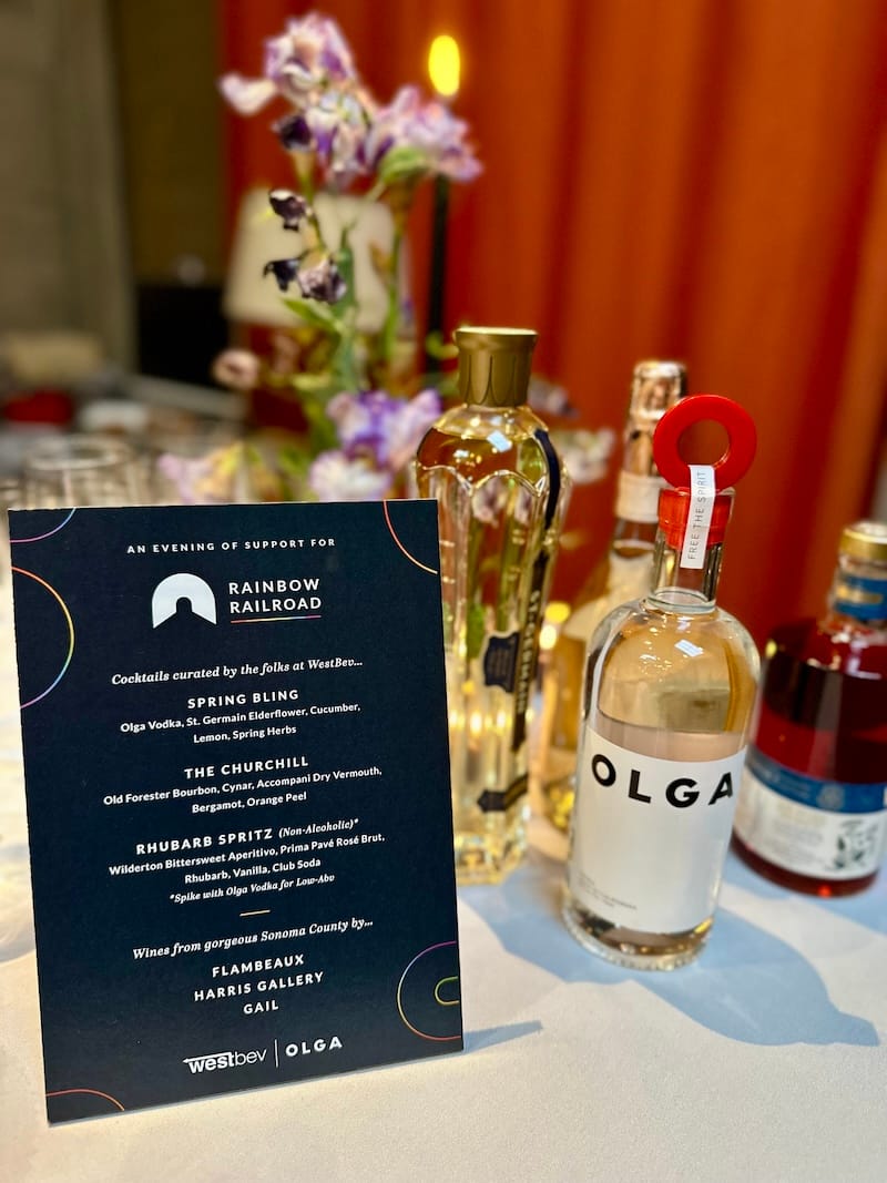 The event’s cocktail menu from WestBev and OLGA vodka. Photo: © tablehopper.com.