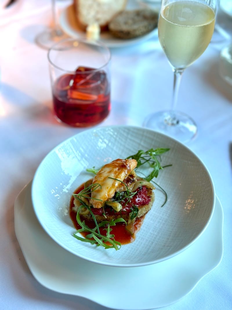 The first course: Dungeness crab cioppino toast. Photo: © tablehopper.com.