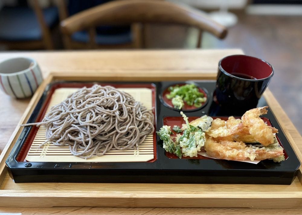 Tenzaru soba (shrimp and vegetable tempura with chilled soba noodles) at the new Sobakatsu. Yelp photo by Cherylynn N.