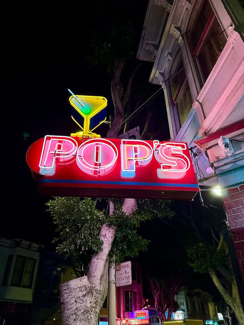 The refreshed neon sign at POP’S Bar. Photo: © tablehopper.com.