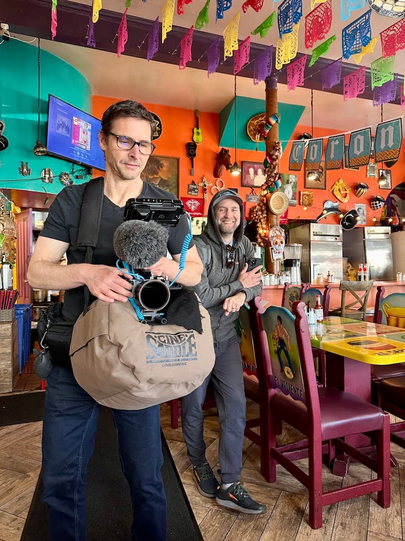 New Chapter’s Jeff Pizzo and Saul Santell capturing all the chilaquiles action at SanJalisco. Photo: © tablehopper.com.