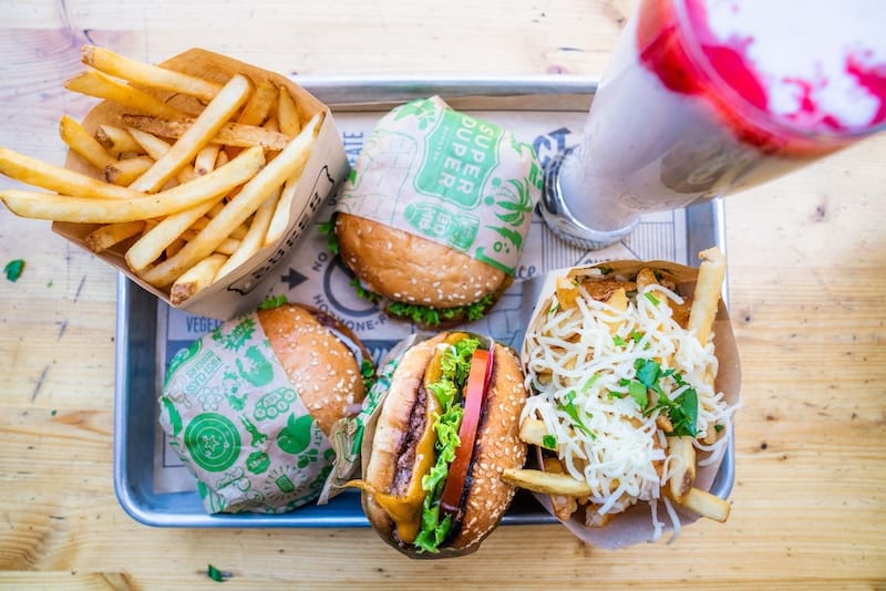 A super spread at Super Duper Burgers. Photo: CynEats, courtesy of Super Duper.