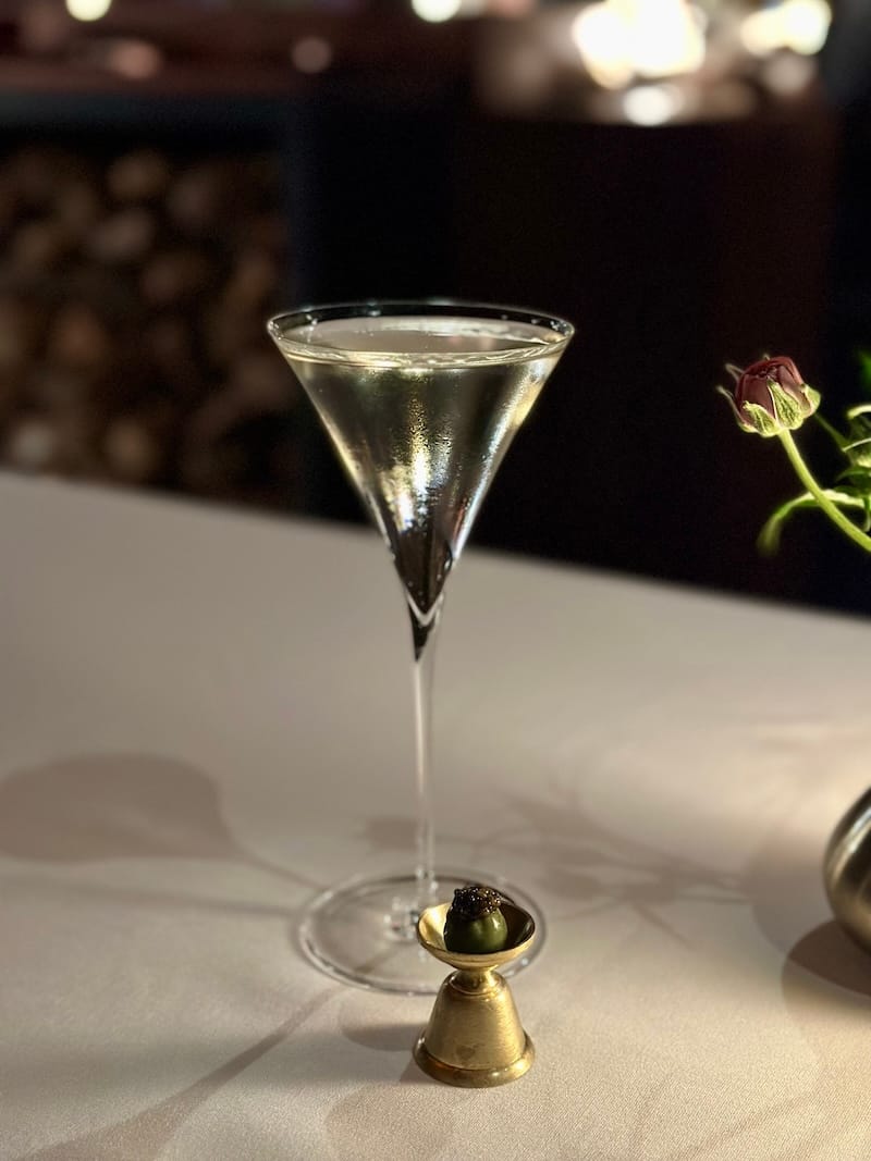 The iconic Aphotic martini and caviar olive. Photo: © tablehopper.com.