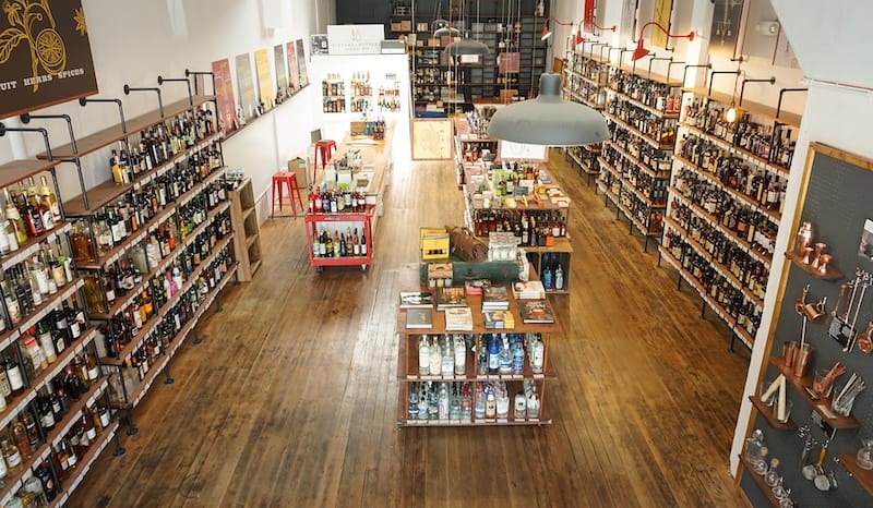 The extensive selection of all things spirits at Bitters & Bottles in South San Francisco. Photo: Mish Sukharev.