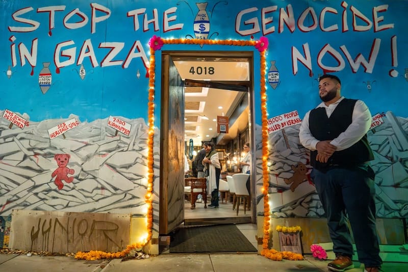 The mural outside of Falasteen by Chris Gazaleh. Photo: John Avalos.