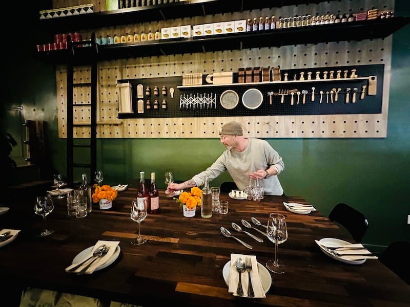 The new Pasta Table setup at Pasta Supply Co. Mission is ready for your next group dinner party. Photo: © tablehopper.com.