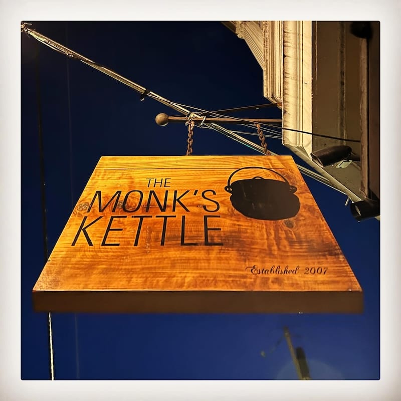 The Monk’s Kettle sign that was formerly outside their SF Mission location. Photo via The Monk’s Kettle Facebook page.