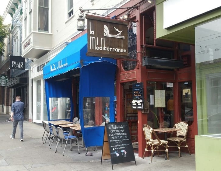 The exterior of La Méditerranée on Fillmore. (Cropped) Yelp photo by Johnson C.