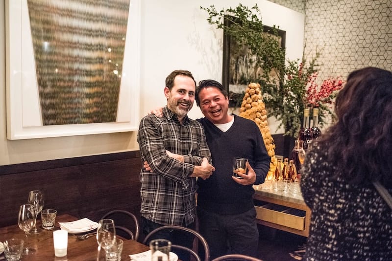 Craig Stoll and Charles Phan at The Family Meal, a tablehopper-created chef dinner at Locanda in 2014. Photo: Wes Rowe.