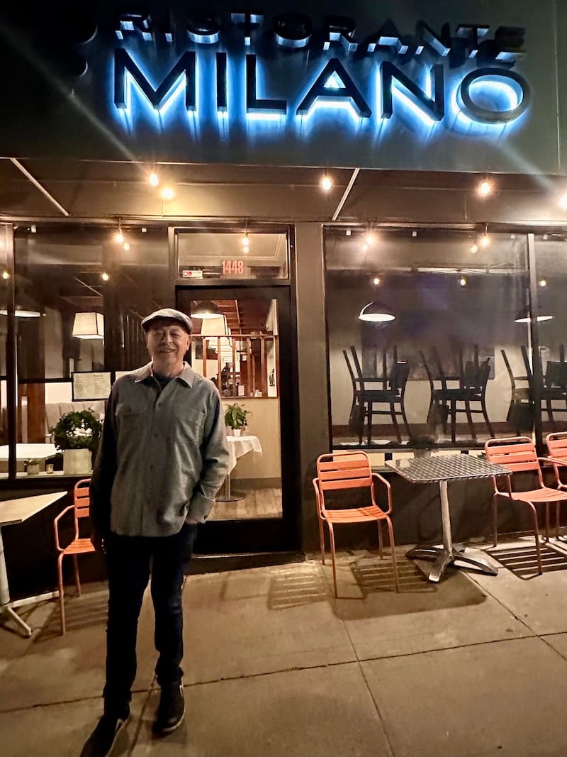 Owner Aldo Blasi in front of Ristorante Milano after my most recent dinner there. Photo: © tablehopper.com.