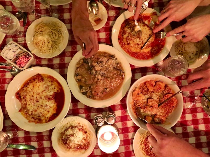 Dining with friends at Dan Tana’s in Los Angeles on New Year’s Day in 2018. Photo: © tablehopper.com.