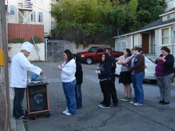 Curtis Kimball, The Crème Brûlée Guy, doing his thing in 2009. Facebook photo via Sexy Soup Cart.