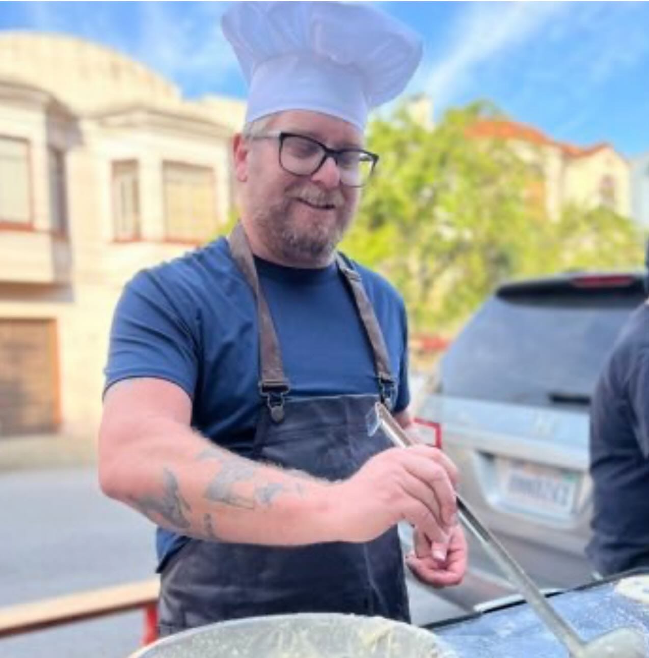 A picture of Curtis Kimball as The Pancake Guy. Photo via Facebook, source unknown.