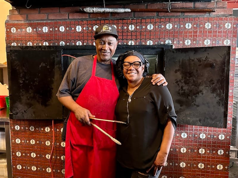 Let’s Eat BBQ pit master Marvin Enson and owner Monique Hayes. Photo: © tablehopper.com.