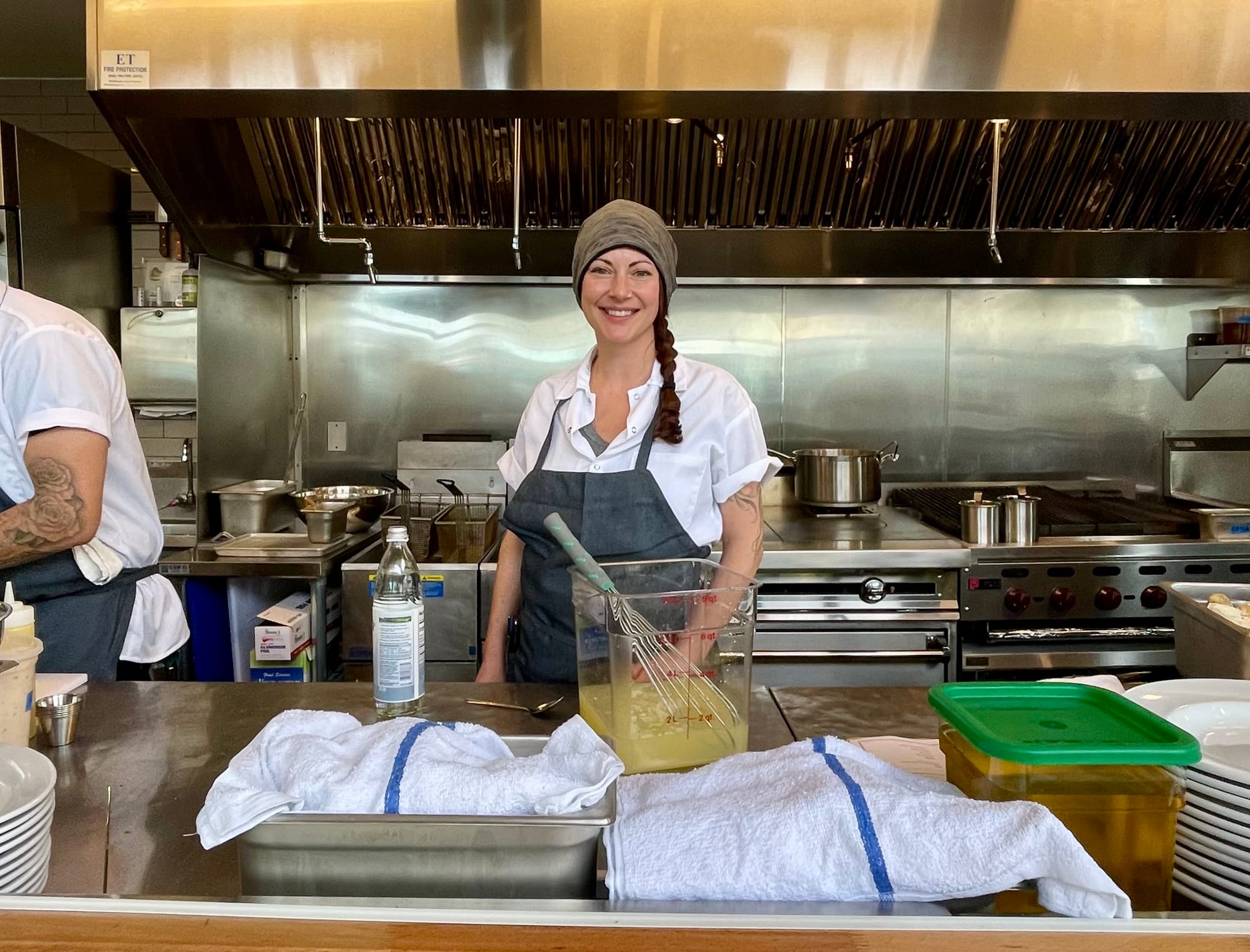 Forever badass: chef-proprietor Melissa Perfit at a pre-opening service for Popi’s Oysterette. Photo: © tablehopper.com.