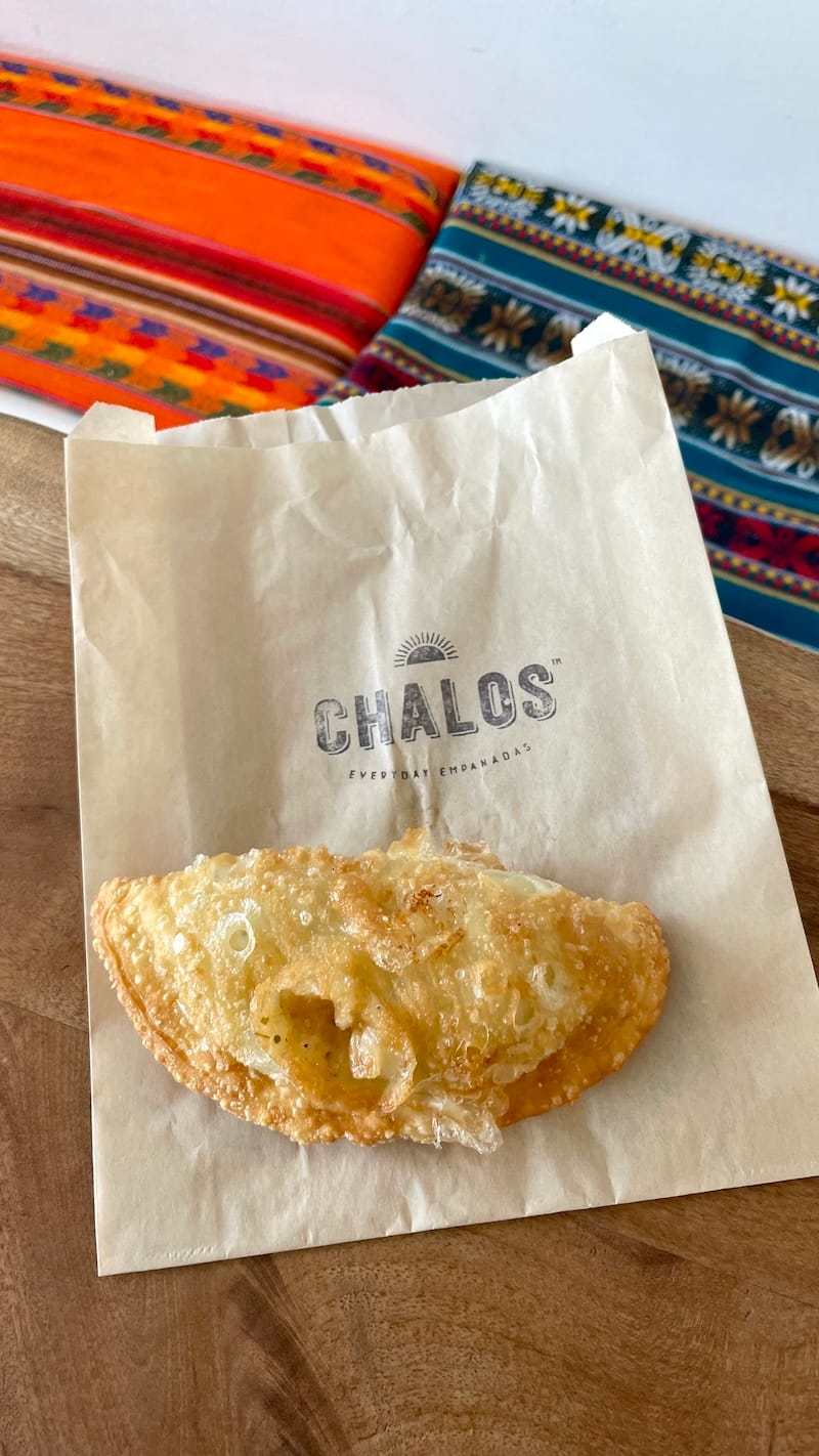 A fried cebolla y queso empanada from Chalos. Photo: © tablehopper.com.