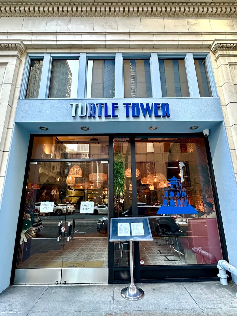 The entrance to the new Turtle Tower on California Street. Photo: © tablehopper.com.